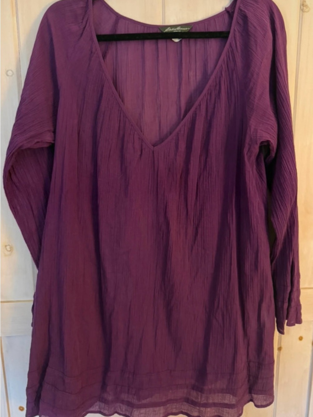 Eddie Bauer Deep Purple V-Neck Crinkle Tunic